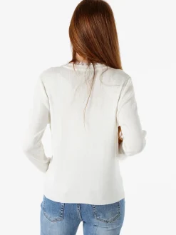 Solada Maglia girocollo da donna con dettagli in pizzo - bianco