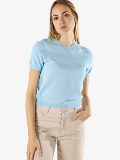 Solada Maglia girocollo da donna a maniche corte - azzurro