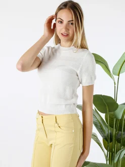 Solada Maglia girocollo da donna a maniche corte - bianco