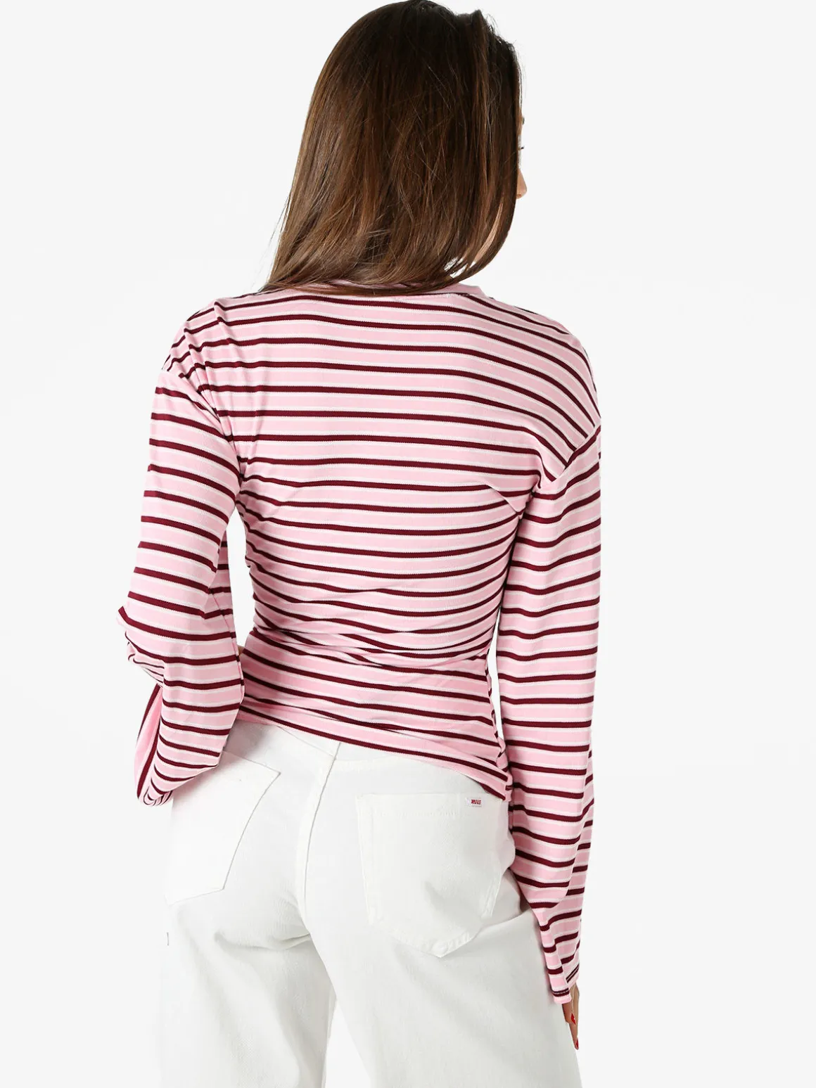 Solada Maglia rigata da donna con maniche lunghe a campana - rosa