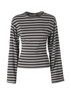 Solada Maglia rigata da donna con maniche lunghe a campana - marrone