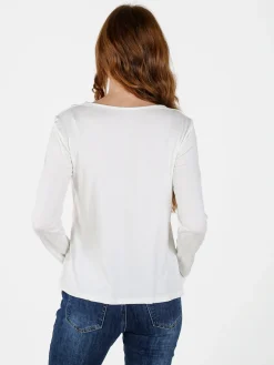 Solada Maglietta donna in viscosa a maniche lunghe con arricciatura - moro