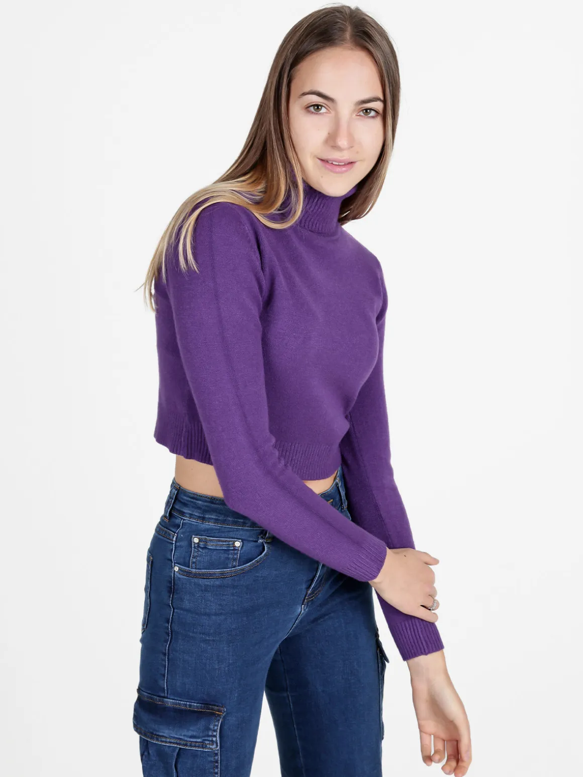 Solada Maglione crop da donna a dolcevita
