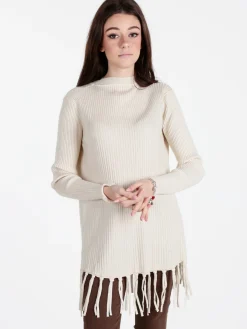 Solada Maglione donna a costine con frange