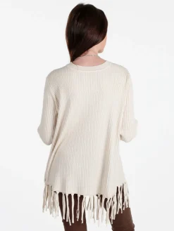 Solada Maglione donna a costine con frange