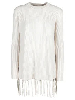 Solada Maglione donna a costine con frange