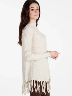 Solada Maglione donna a costine con frange
