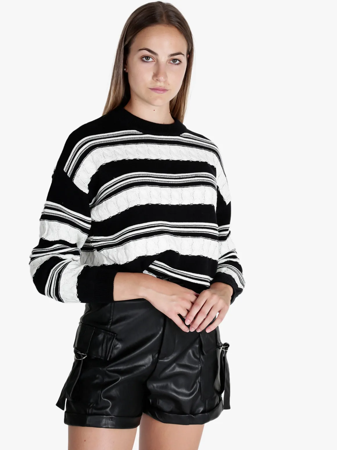 Solada Maglione donna bicolore a trecce