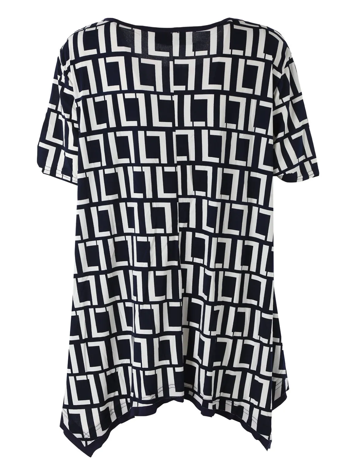 Solada Maxi blusa da donna a maniche corte con stampa greca - blu