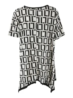 Solada Maxi blusa da donna a maniche corte con stampa greca