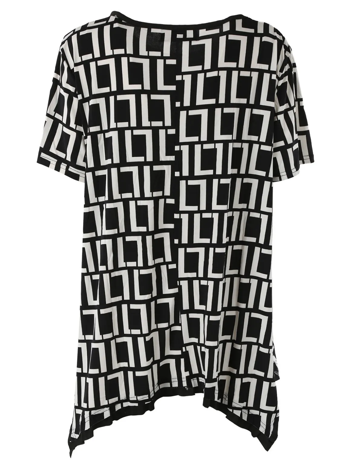 Solada Maxi blusa da donna a maniche corte con stampa greca - nero