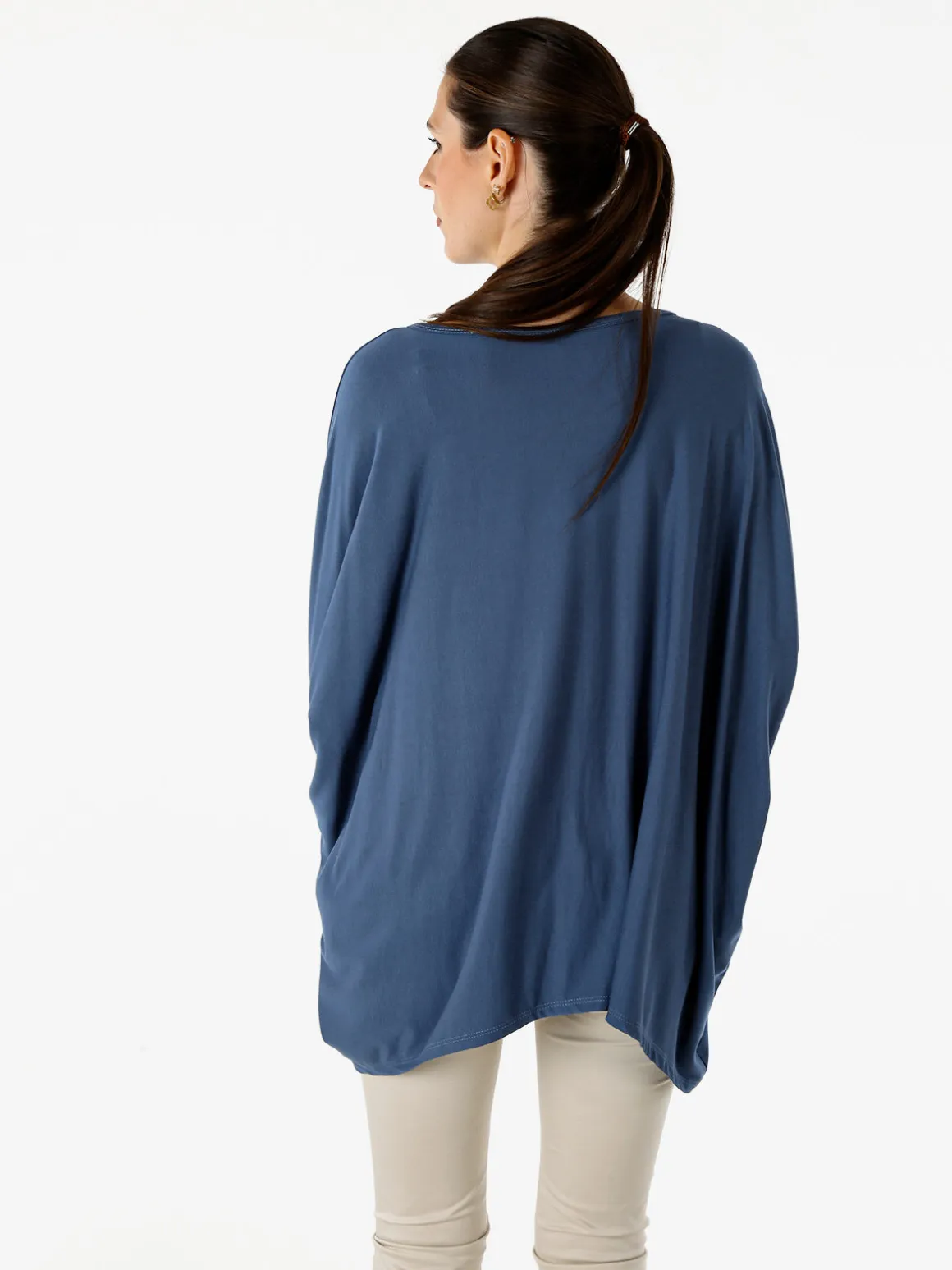 Solada Maxi blusa da donna in viscosa con maniche a pipistrello - cielo