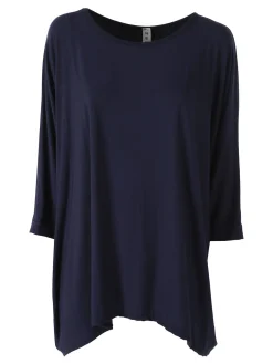 Solada Maxi blusa da donna in viscosa con maniche a pipistrello - blu scuro