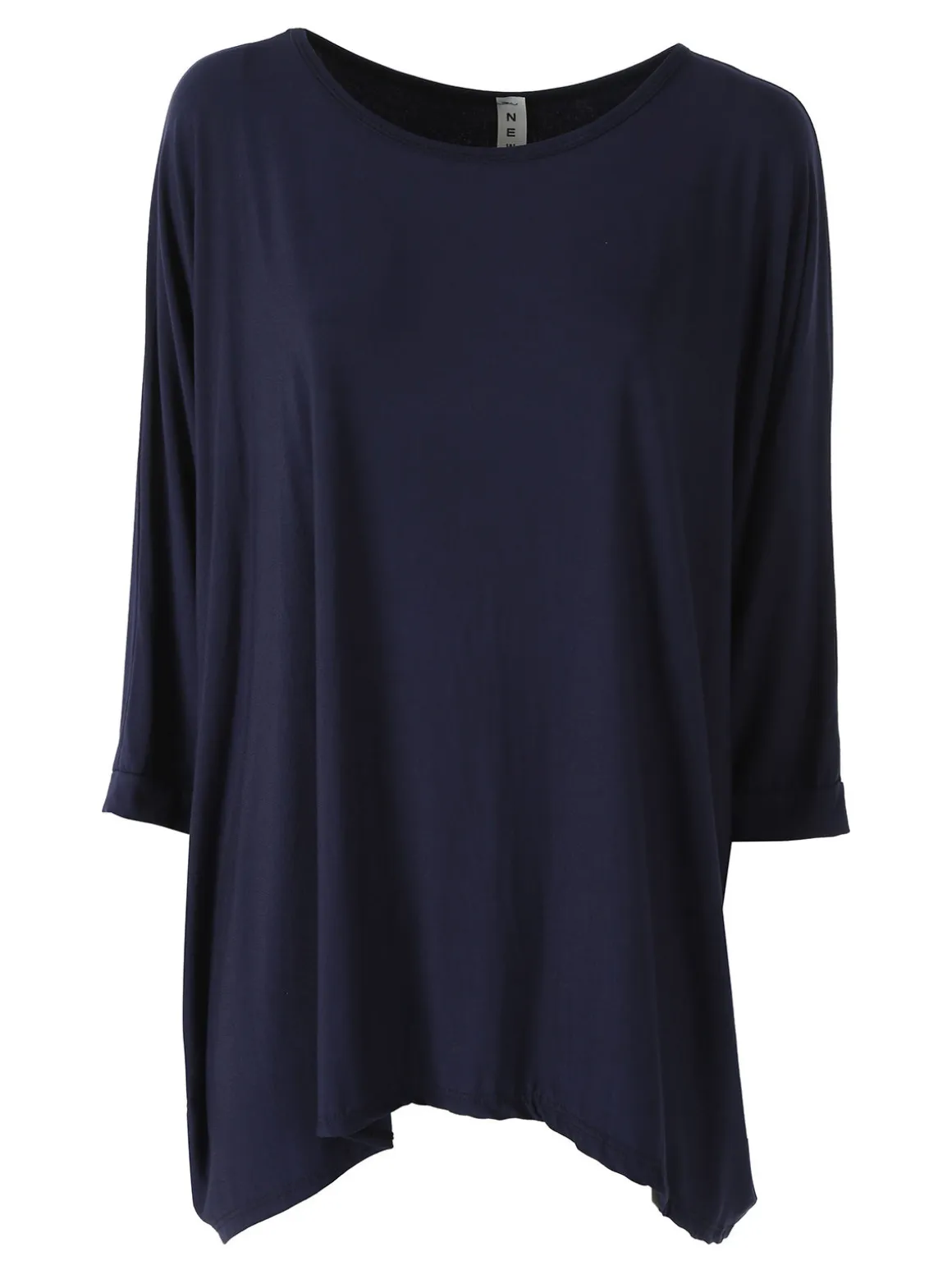 Solada Maxi blusa da donna in viscosa con maniche a pipistrello - blu scuro