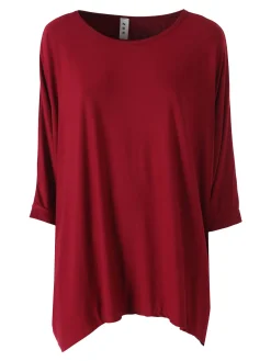 Solada Maxi blusa da donna in viscosa con maniche a pipistrello - rosso