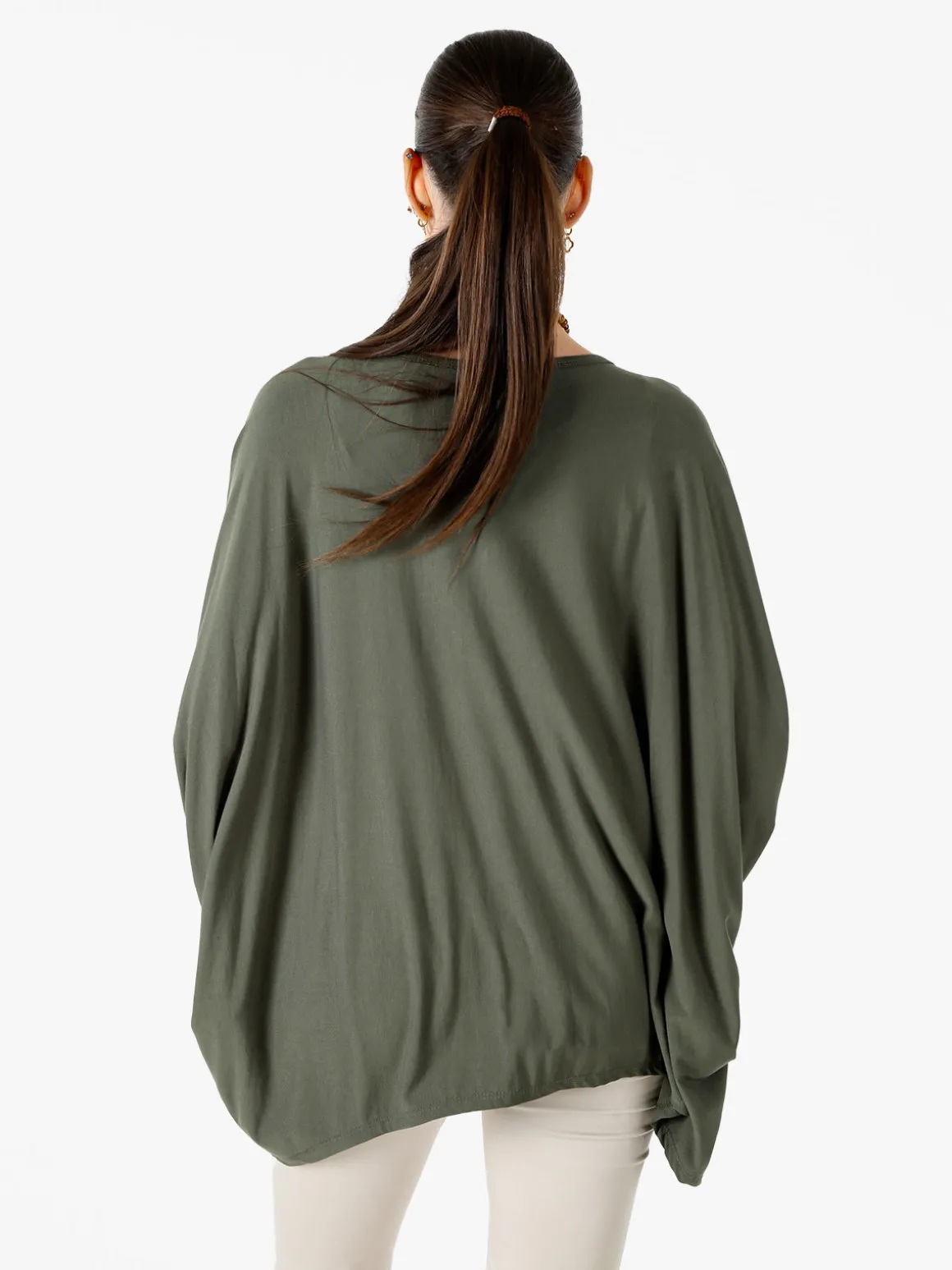 Solada Maxi blusa da donna in viscosa con maniche a pipistrello - verde