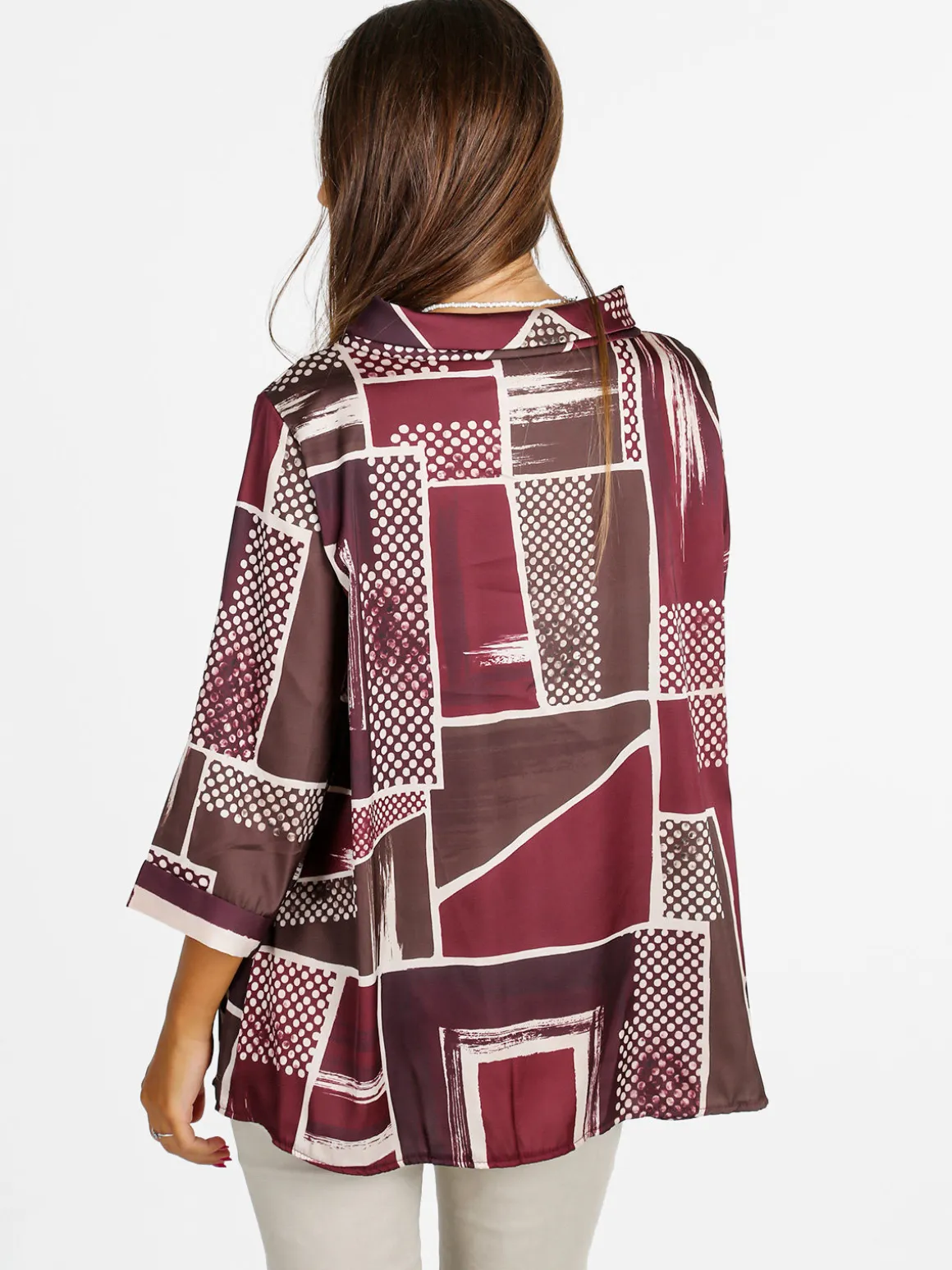 Solada Maxi blusa donna con stampe - bordeaux