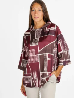 Solada Maxi blusa donna con stampe - bordeaux