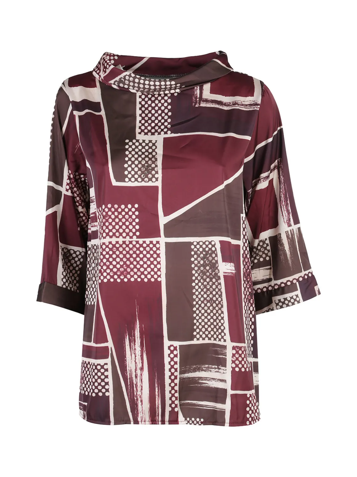 Solada Maxi blusa donna con stampe - bordeaux