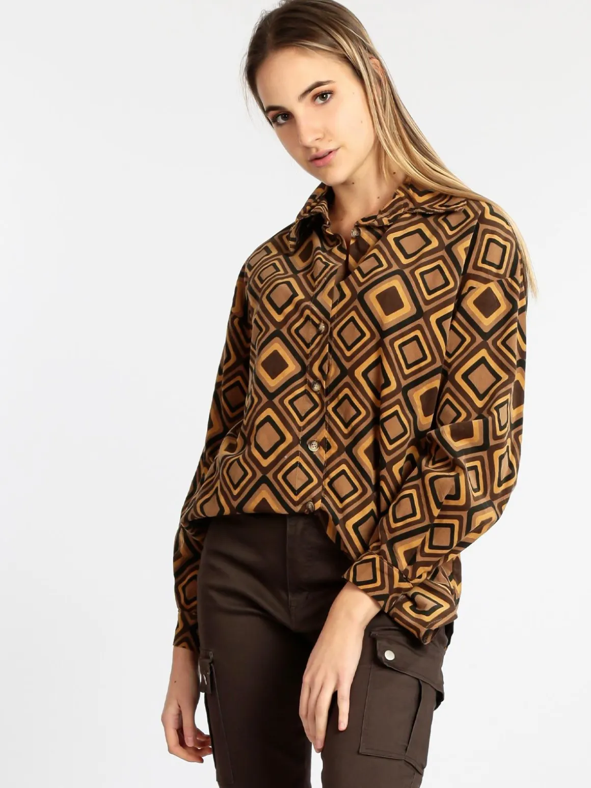 Solada Maxi camicia donna oversize in cotone vellutato