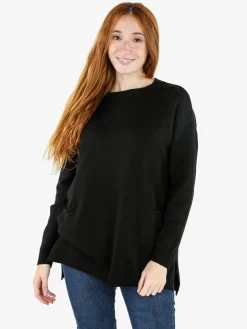 Solada Maxi maglia donna con taschini - nero