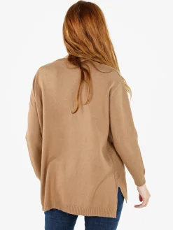 Solada Maxi maglia donna con taschini - cammello
