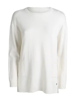 Solada Maxi maglia donna con taschini - bianco