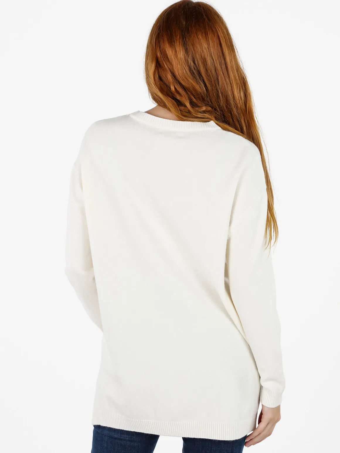 Solada Maxi maglia donna con taschini - bianco