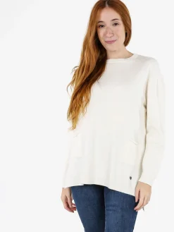 Solada Maxi maglia donna con taschini - bianco