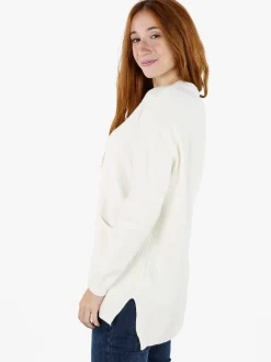 Solada Maxi maglia donna con taschini - bianco