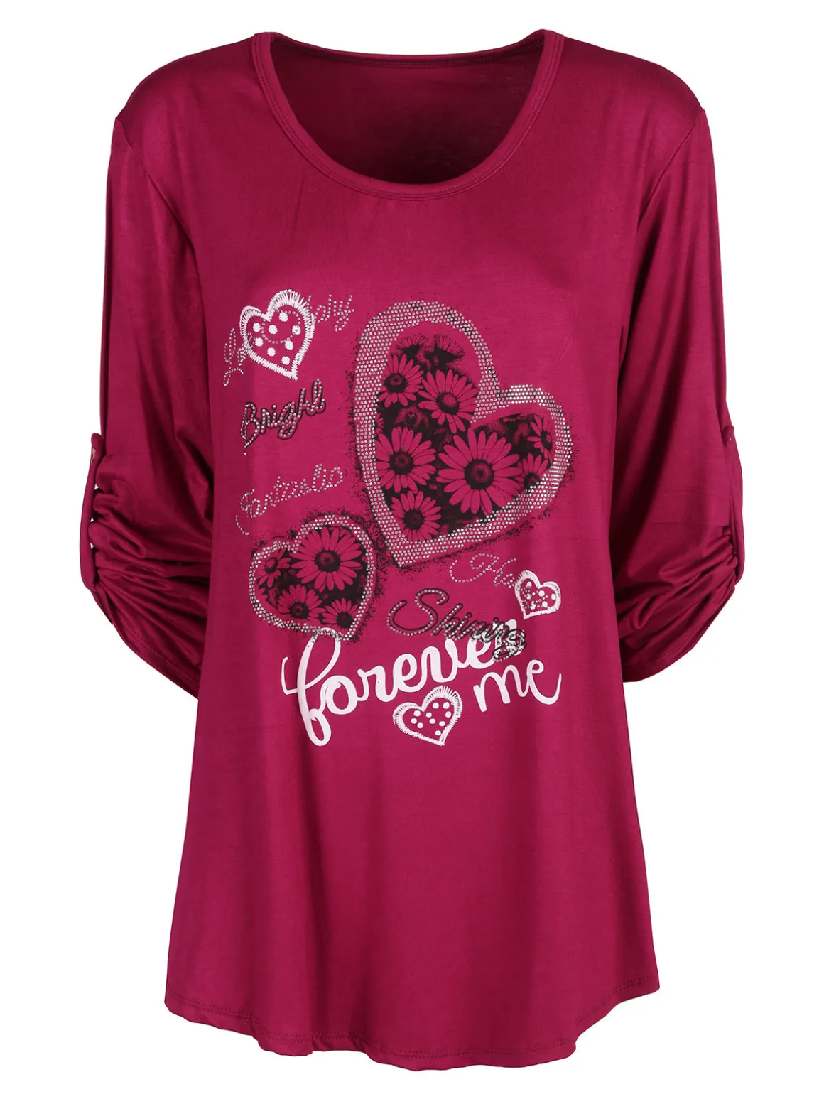 Solada Maxi t-shirt donna con strass - fucsia
