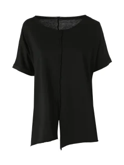 Solada Maxi t-shirt donna in cotone con maniche risvoltate - nero