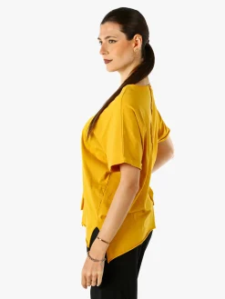 Solada Maxi t-shirt donna in cotone con maniche risvoltate - porpora