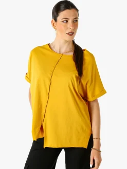 Solada Maxi t-shirt donna in cotone con maniche risvoltate - porpora