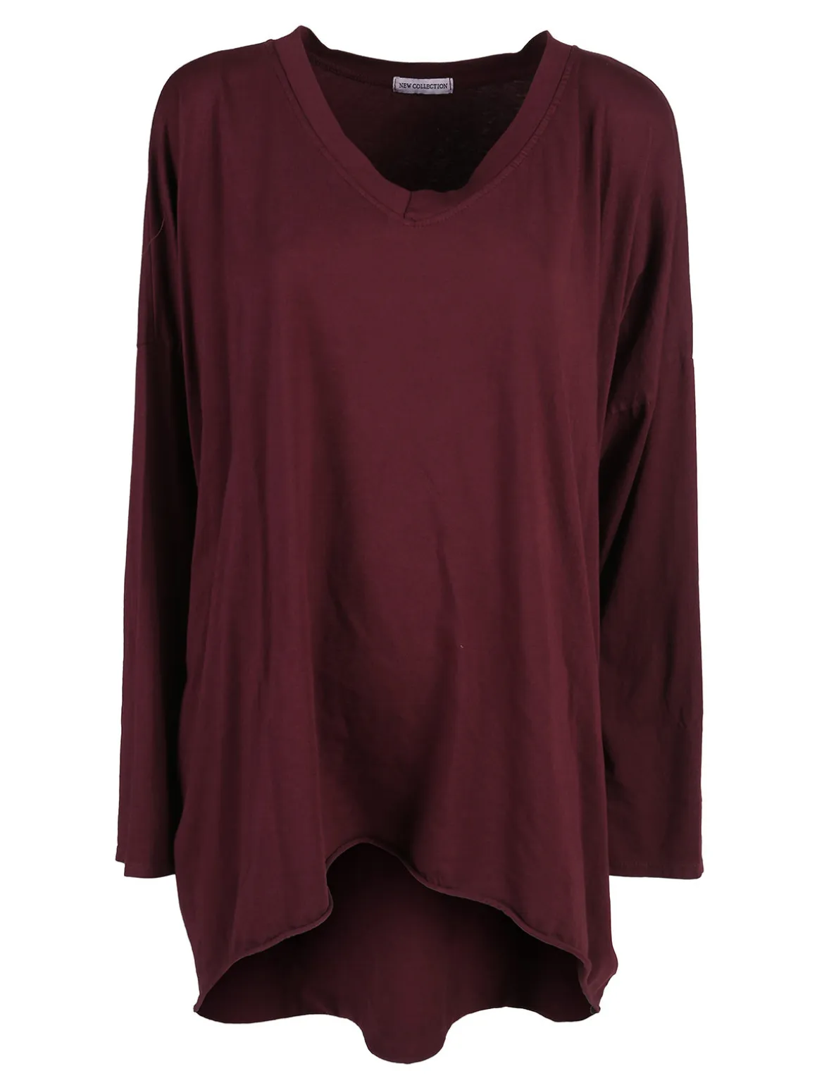 Solada Maxi t-shirt donna in cotone a maniche lunghe - bordeaux