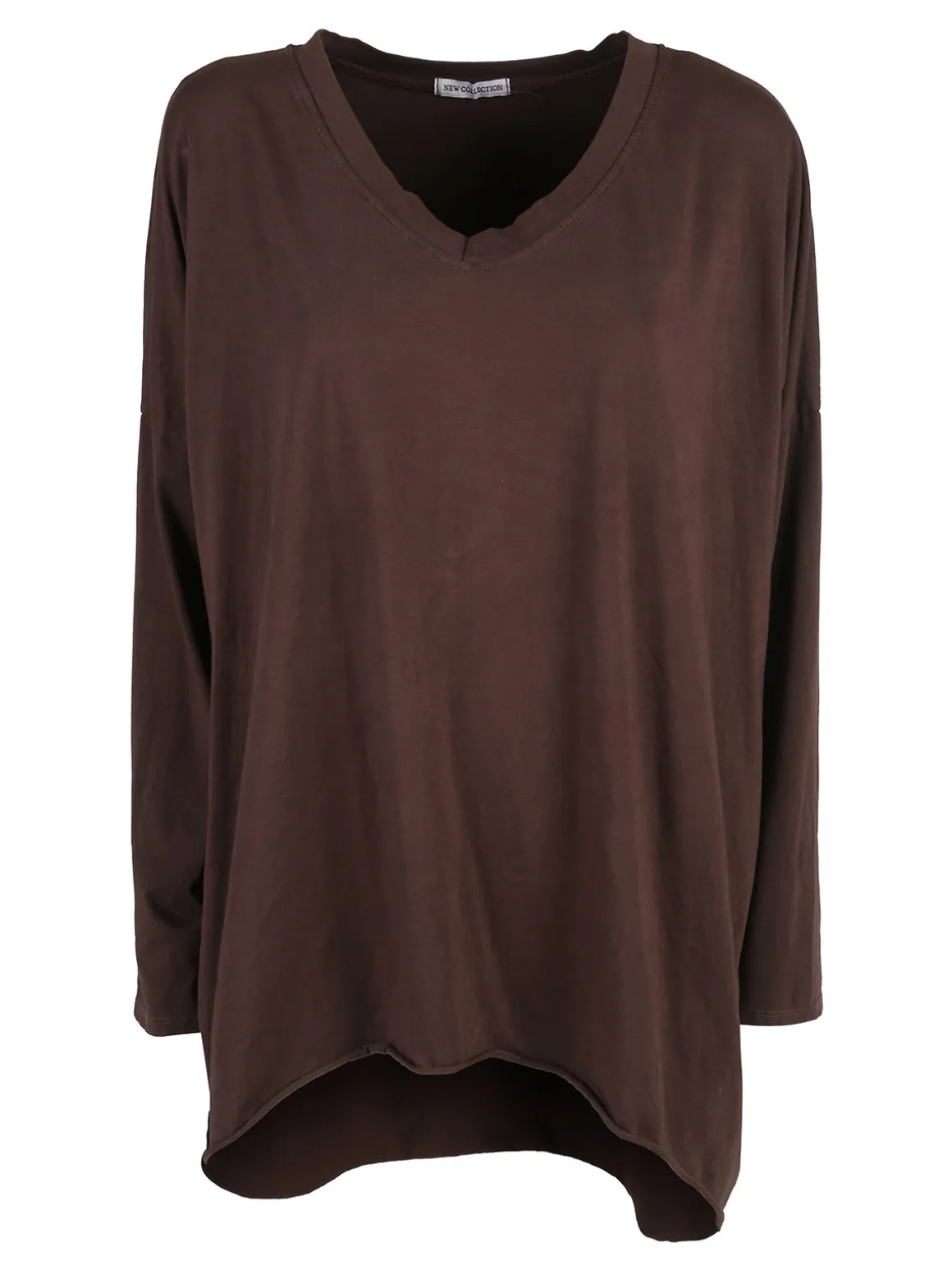Solada Maxi t-shirt donna in cotone a maniche lunghe - moro