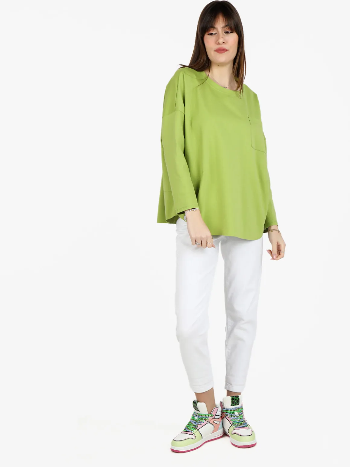 Solada Maxi t-shirt donna oversize con taschino