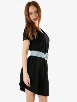 Solada Maxi vestito da donna a maniche corte - nero
