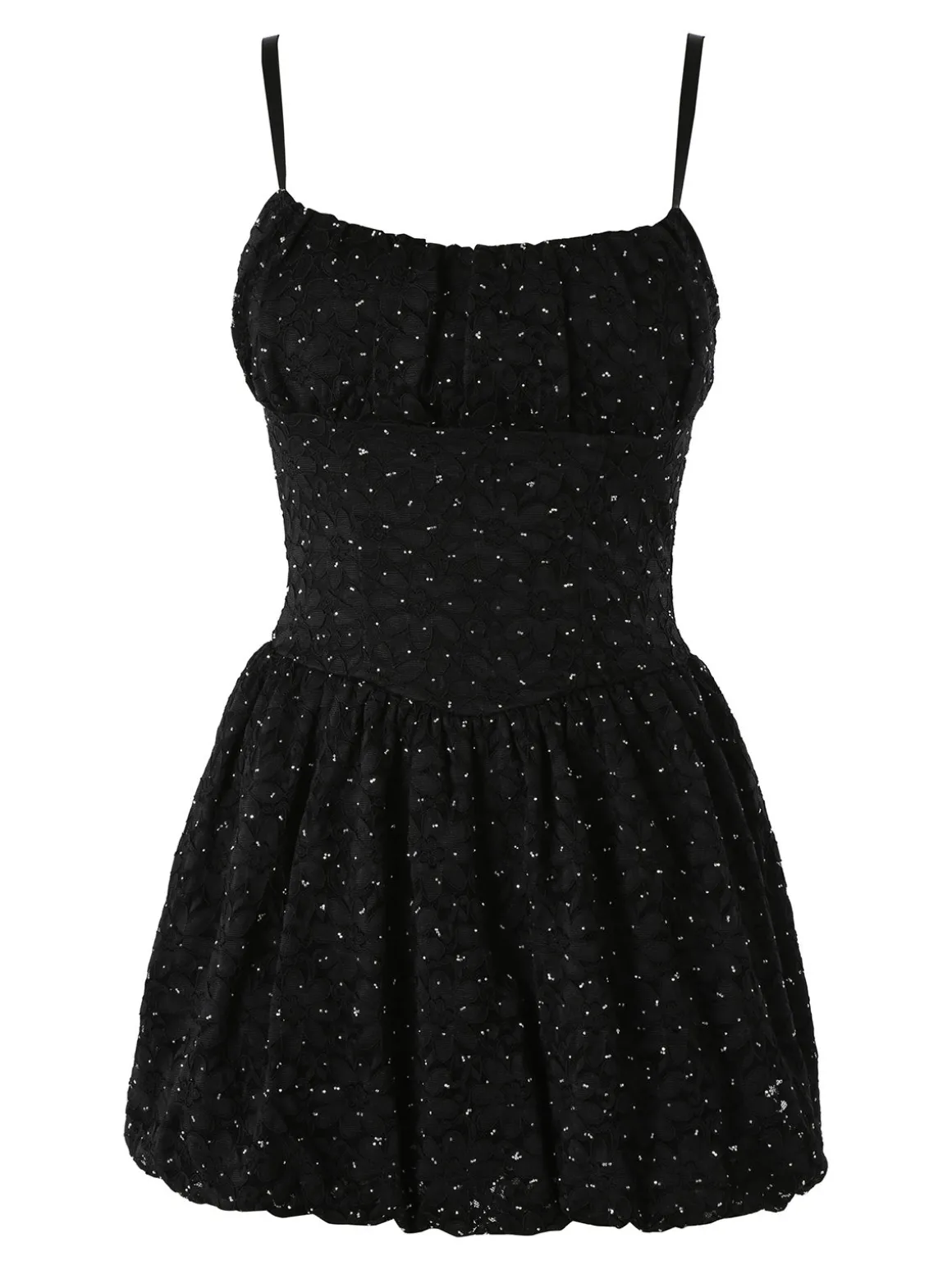 Solada Mini abito jumpsuite da donna con gonna a palloncino e strass - nero