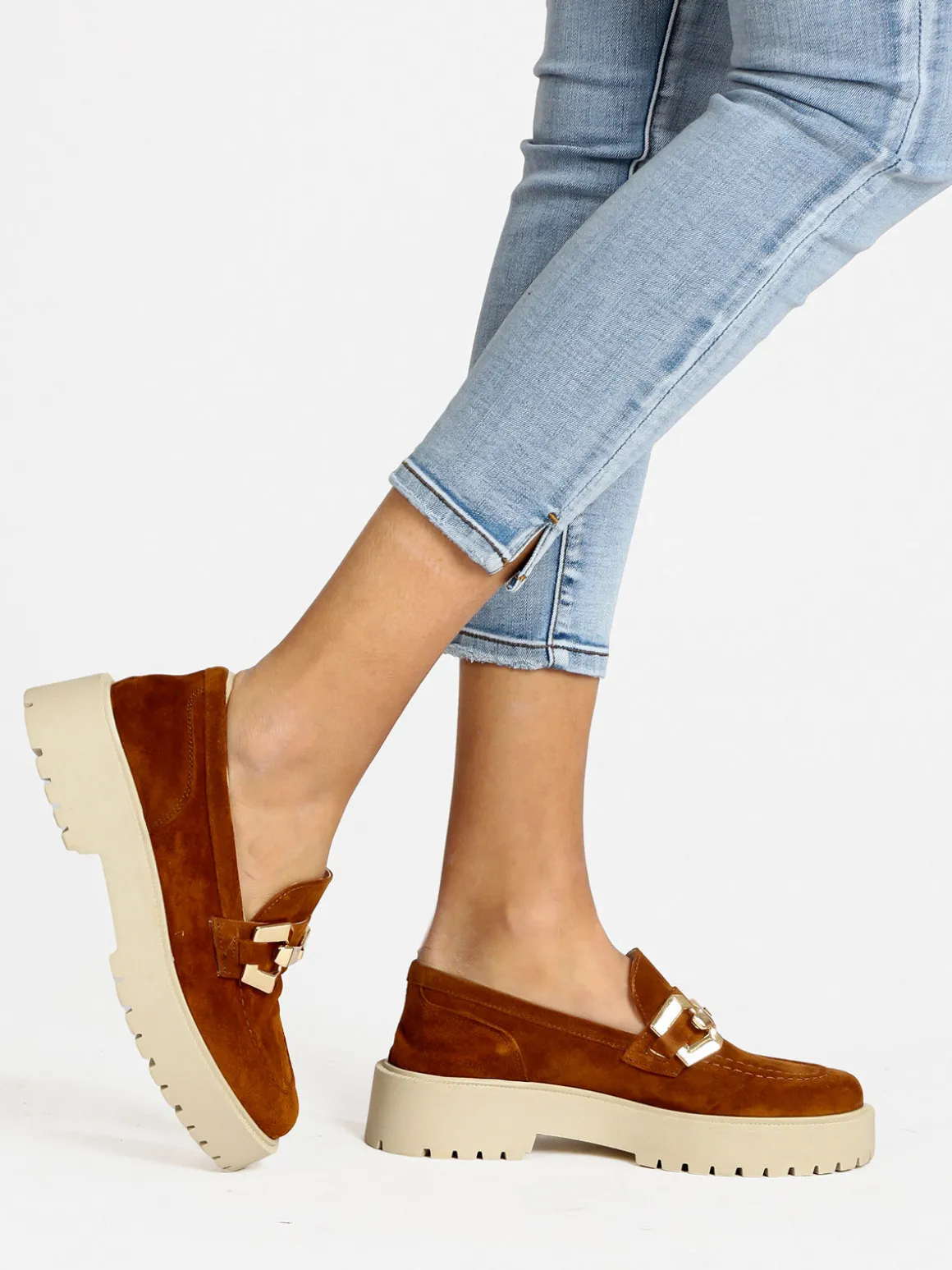 Solada Mocassini in pelle donna con platform