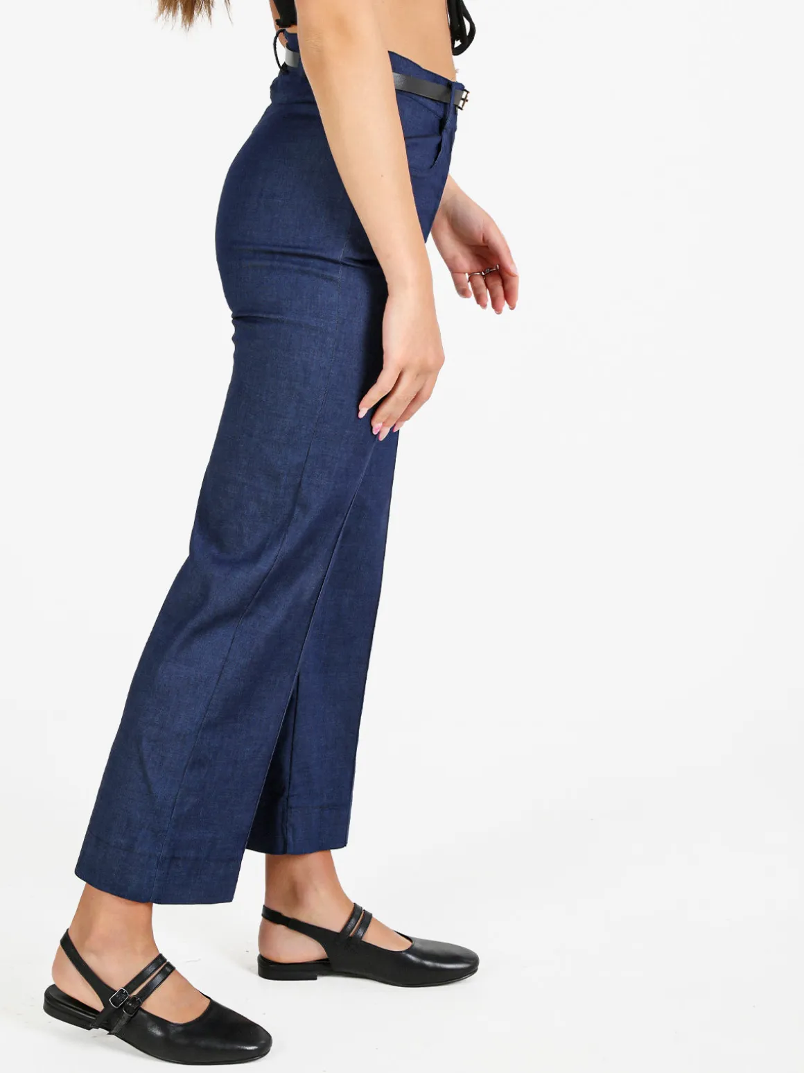 Solada Pantalone donna effetto jeans con cintura