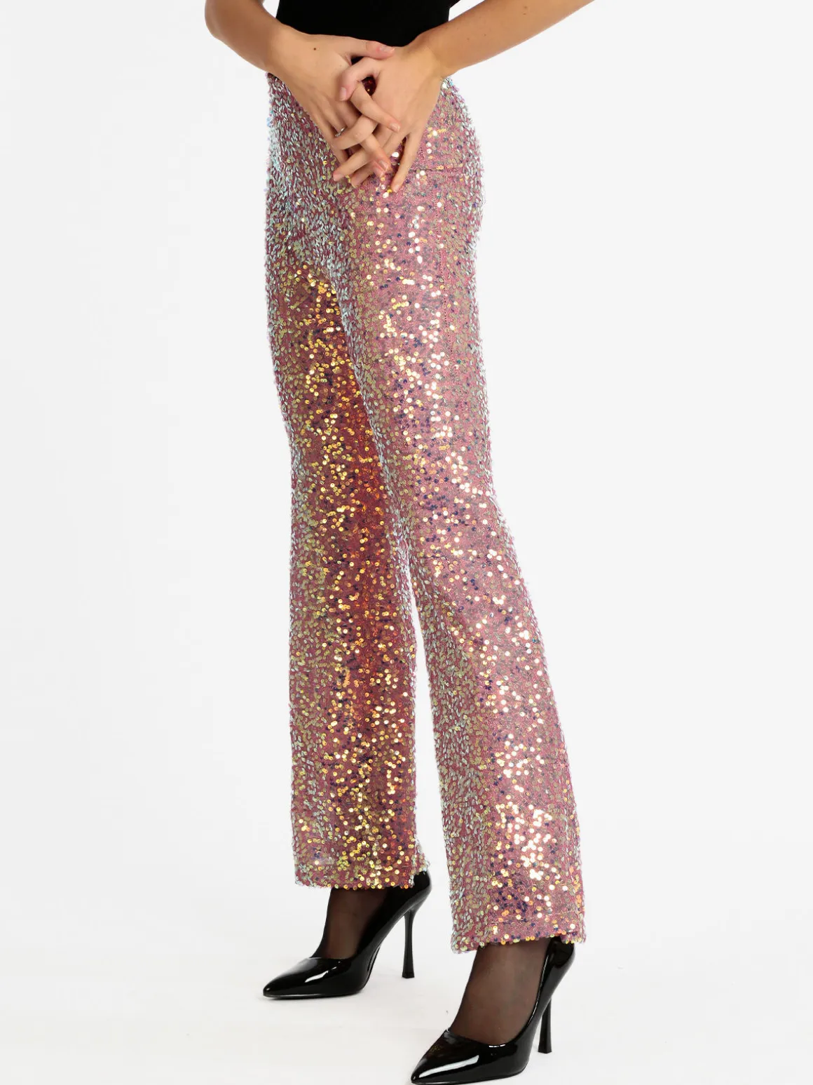 Solada Pantaloni a zampa con pailettes