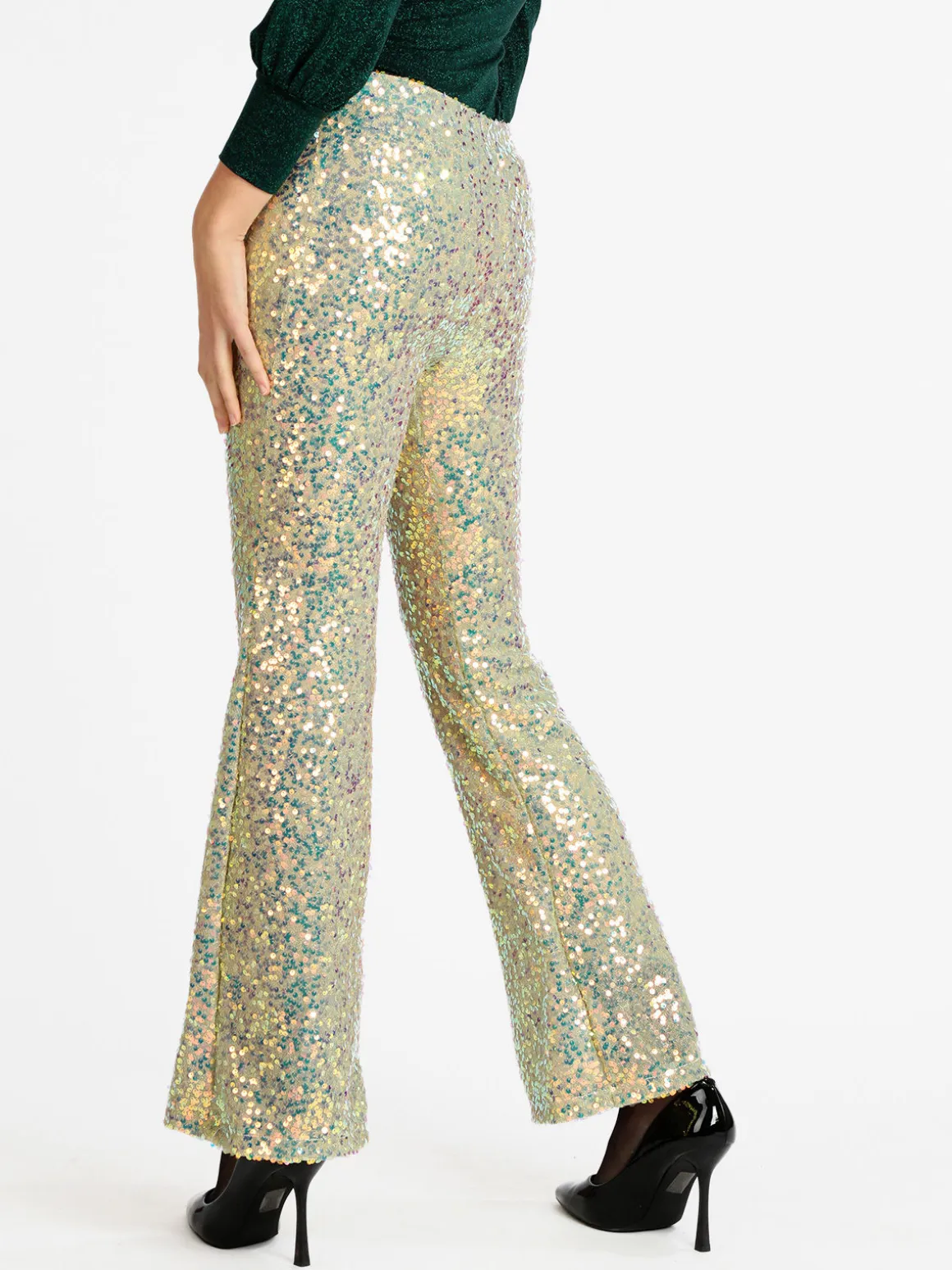 Solada Pantaloni a zampa con pailettes