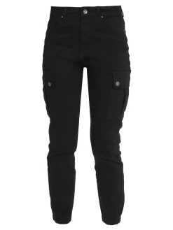 Solada Pantaloni cargo donna con elastico alle caviglie - nero