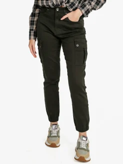 Solada Pantaloni cargo donna con elastico alle caviglie - militare