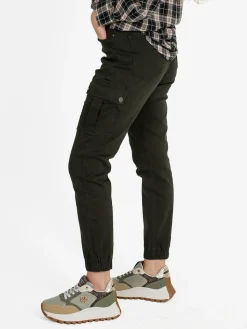 Solada Pantaloni cargo donna con elastico alle caviglie - militare