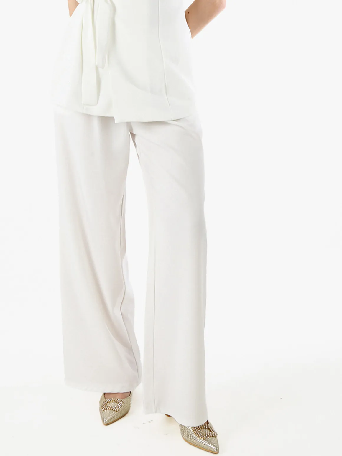 Solada Pantaloni casual da donna a gamba larga - bianco