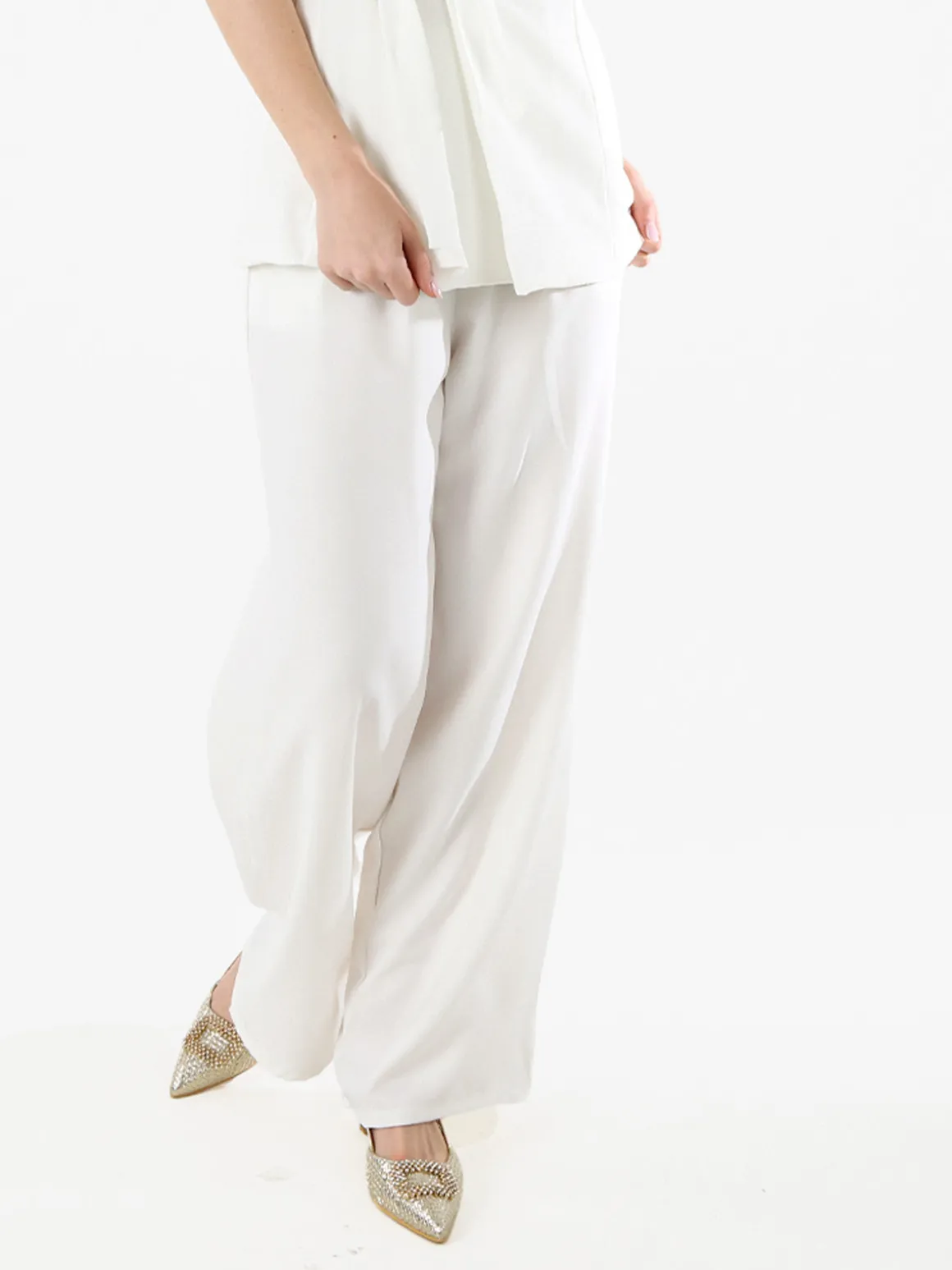Solada Pantaloni casual da donna a gamba larga - bianco