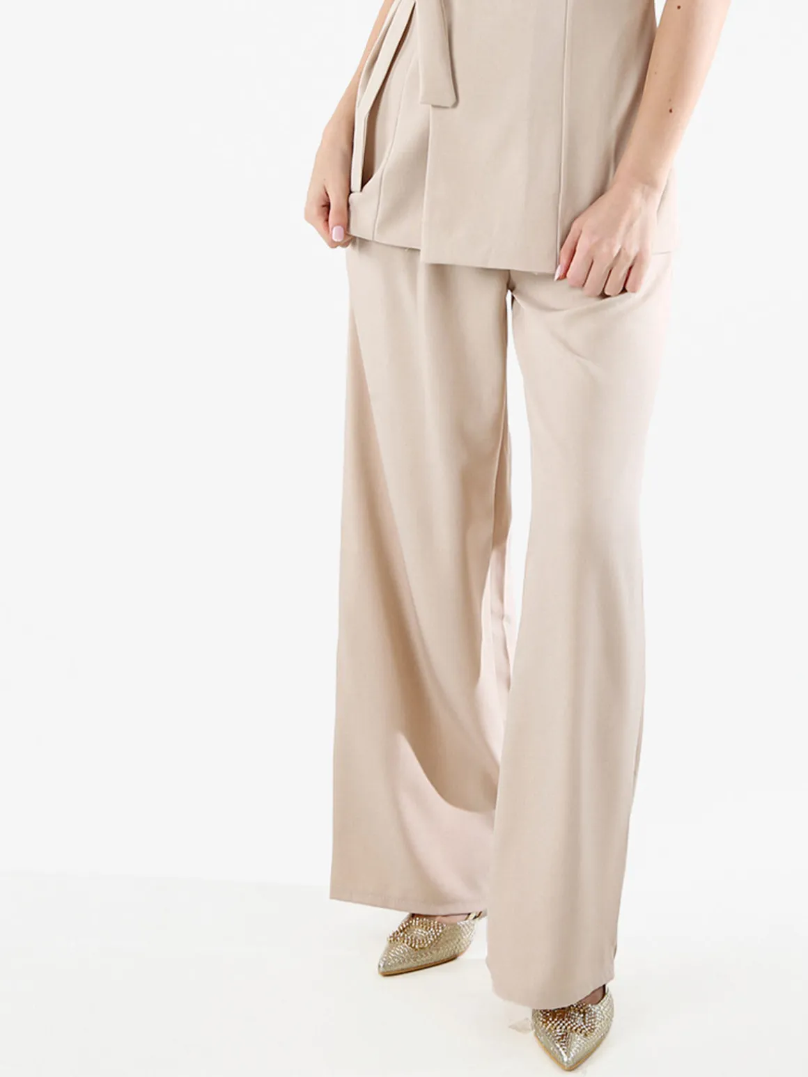 Solada Pantaloni casual da donna a gamba larga - beige