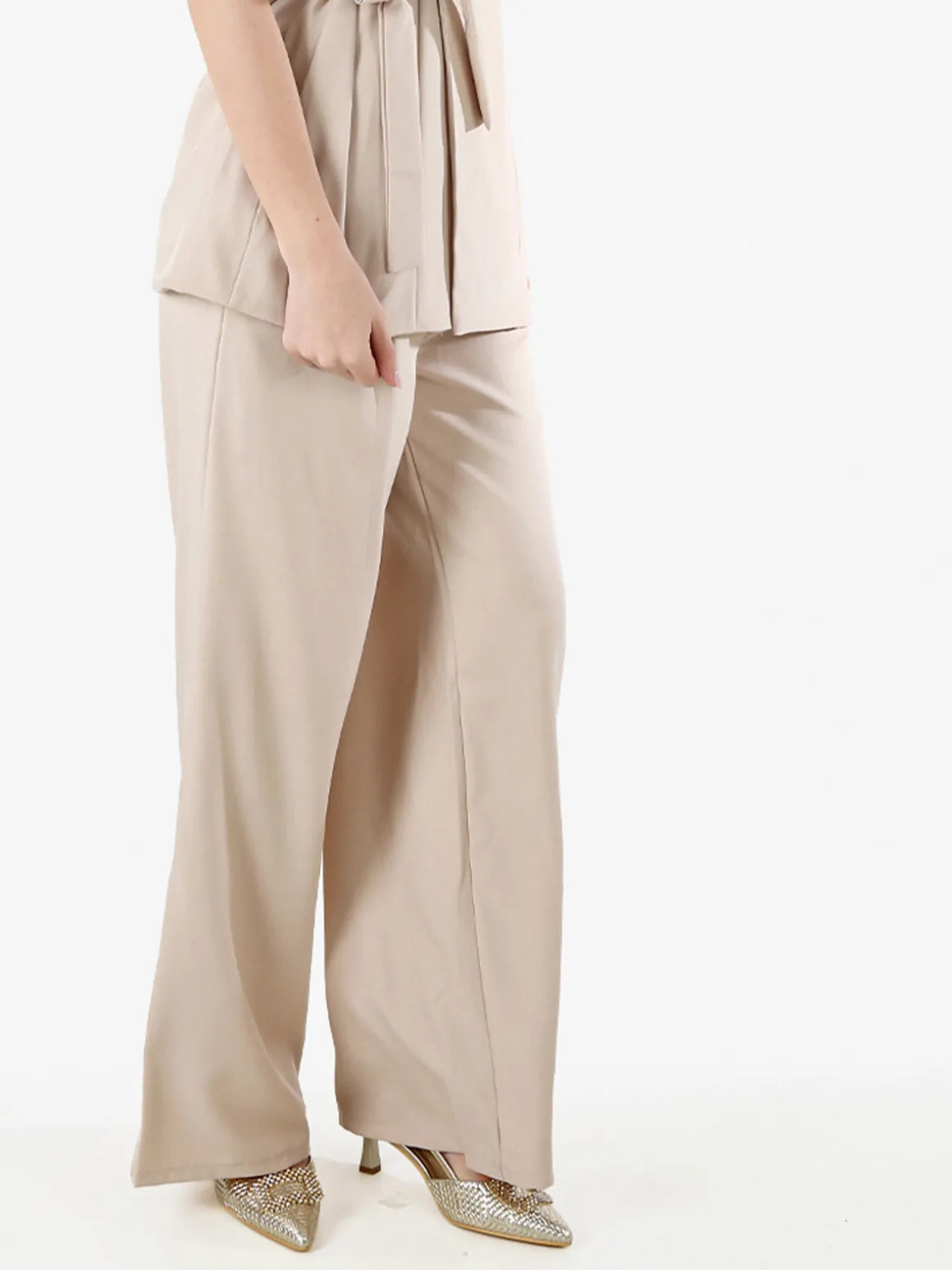 Solada Pantaloni casual da donna a gamba larga - beige